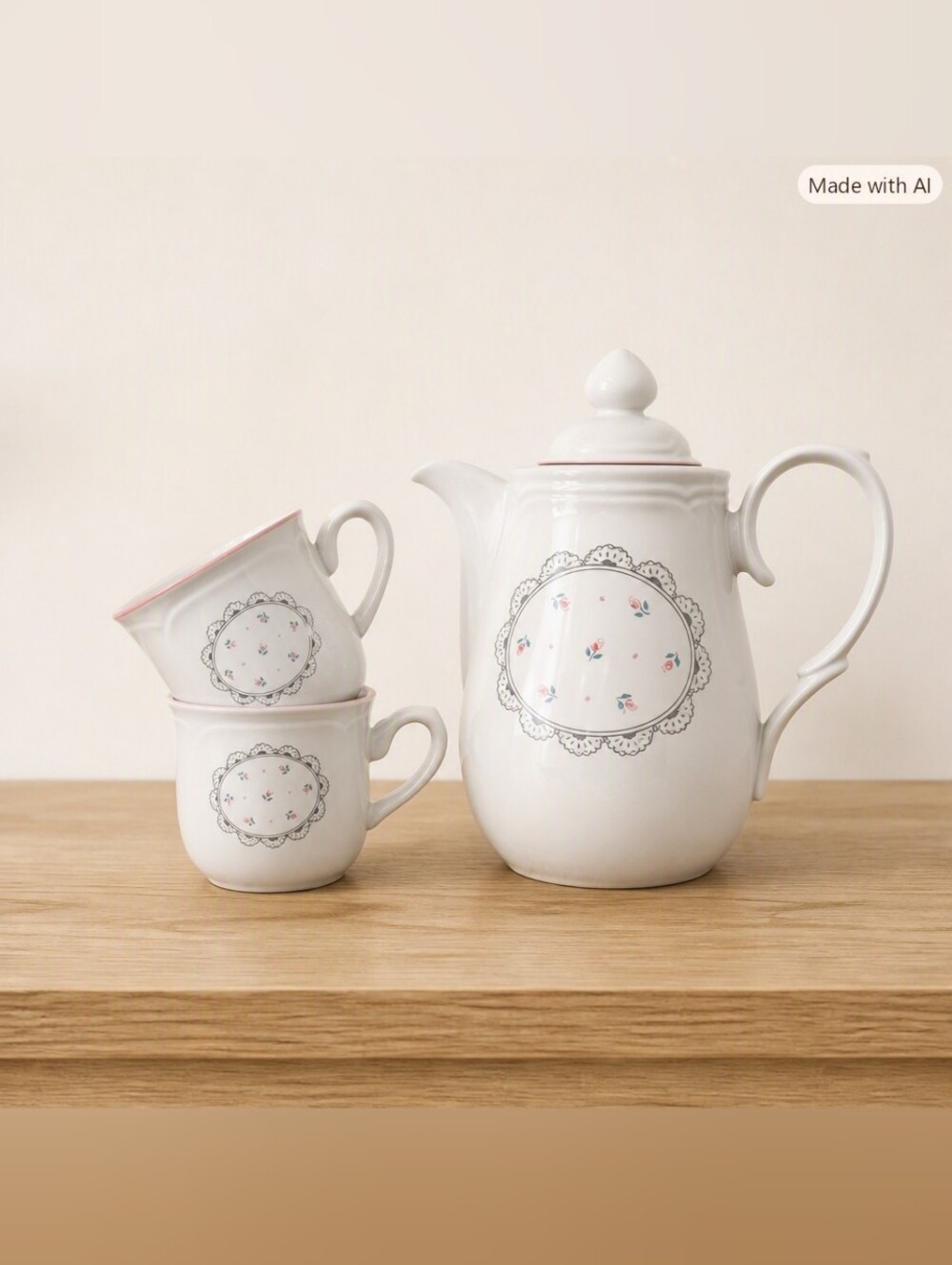 Vintage Victorian Floral Teapot & Cup Set – Cottagecore Grandmacore Porcelain